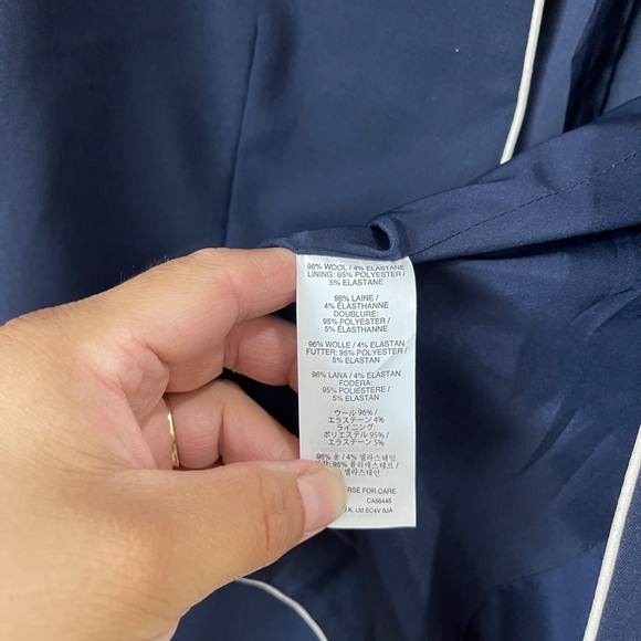 J.Crew Tipped Collarless Blazer Size 6 Wool Blend Navy - Picture 9 of 10